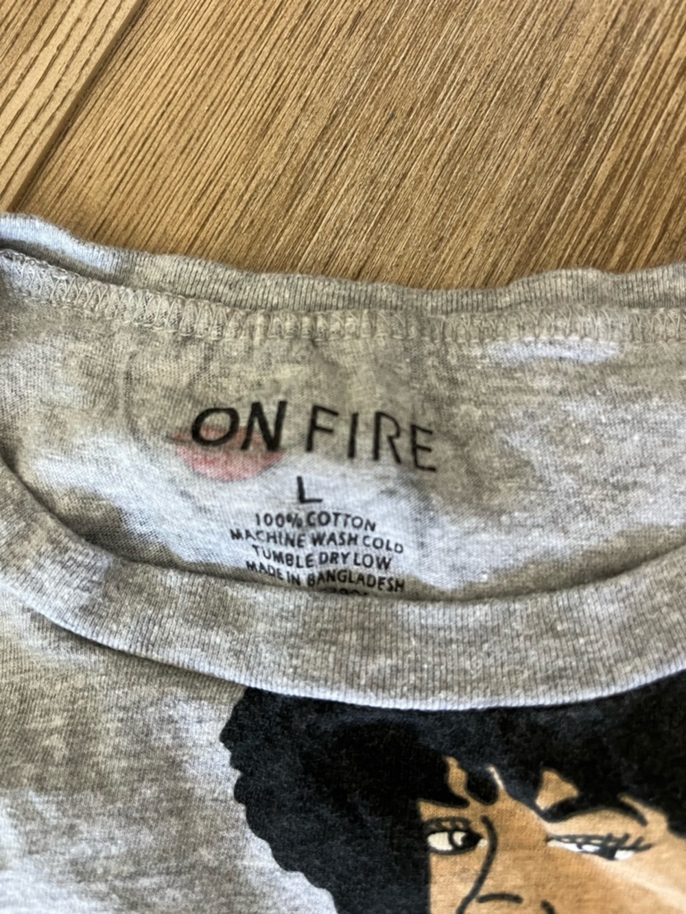 Women’s Grey Graphic Faces Drawstring Tee - Picture 2 of 3